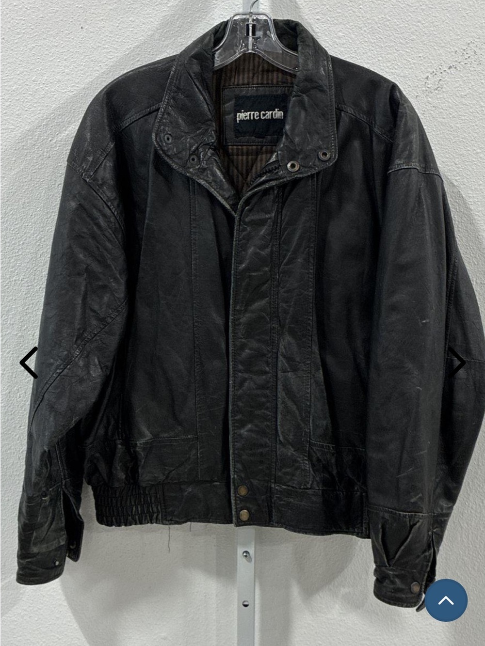 Pierre Cardin Black Leather Bomber Jacket